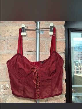 Urban Outfitters Women's Red Lace-Up Bustier Top